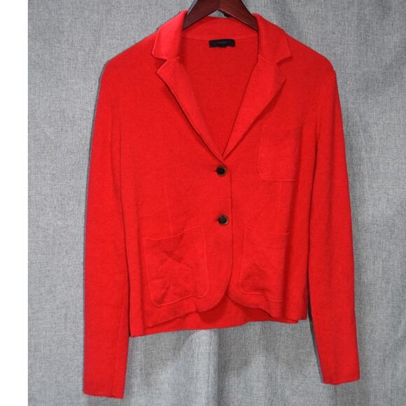 J.Crew Red Merino Wool Knit Blazer Cardigan Size M - Picture 1 of 3